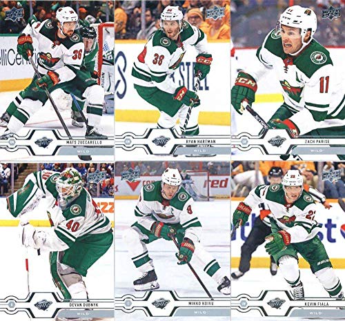 2019-20 Upper Deck Series 1 & 2 Veteran Minnesota Wild Team Set of 12 Cards: Eric Staal(#124), Jason Zucker(#125), Marcus Foligno(#126), Matt Dumba(#127), Jared Spurgeon(#128), Ryan Suter(#129), Mats Zuccarello(#374), Ryan Hartman(#375), Zach Parise(#376)