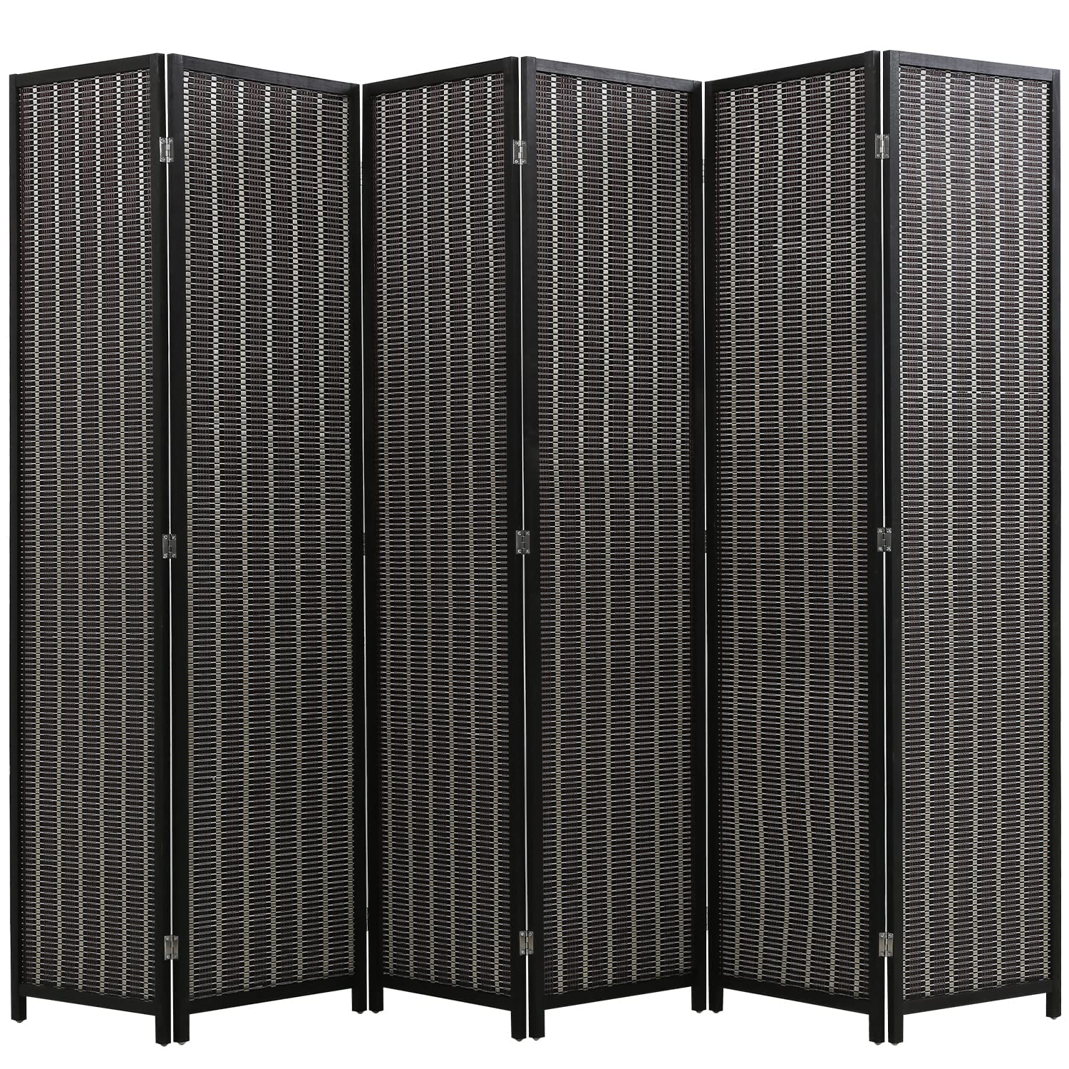 6 Panel 72 Inch Room Divider Bamboo Folding Privacy Wall Divider Wood Screen for Home Bedroom Living Room, Black