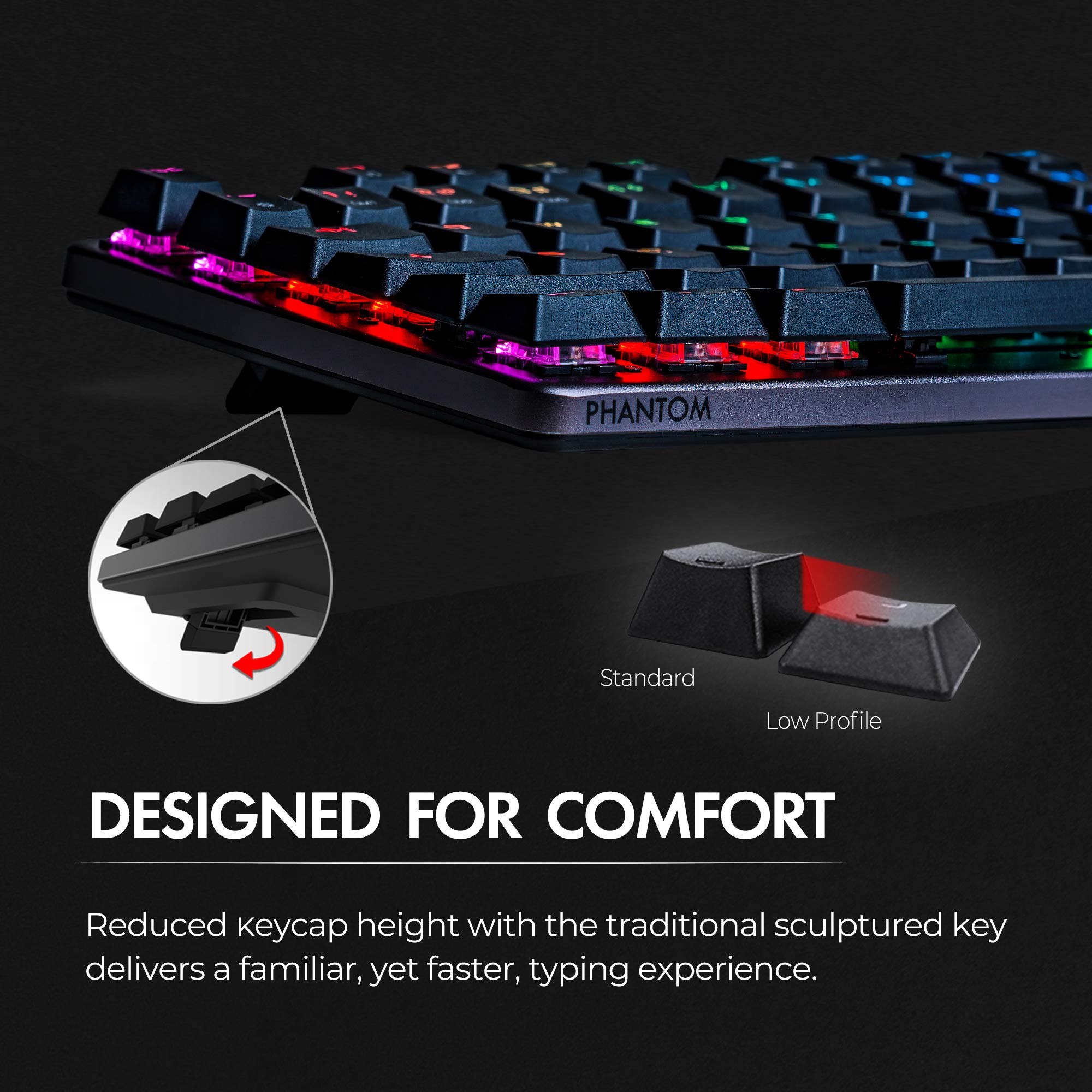 Tecware Phantom L, Low Profile Mechanical Keyboard, RGB LED, Outemu Red Switch…