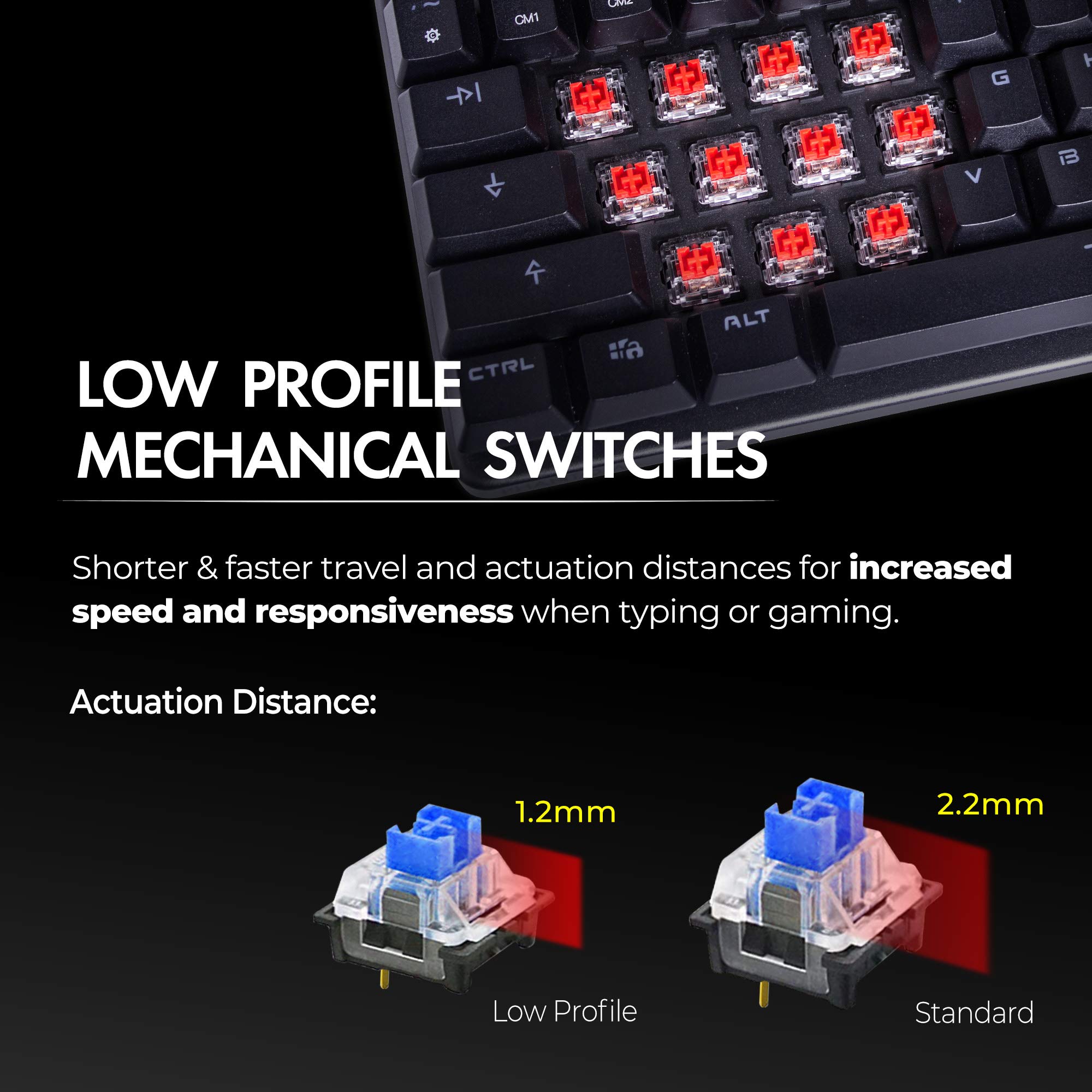 Tecware Phantom L, Low Profile Mechanical Keyboard, RGB LED, Outemu Red Switch…