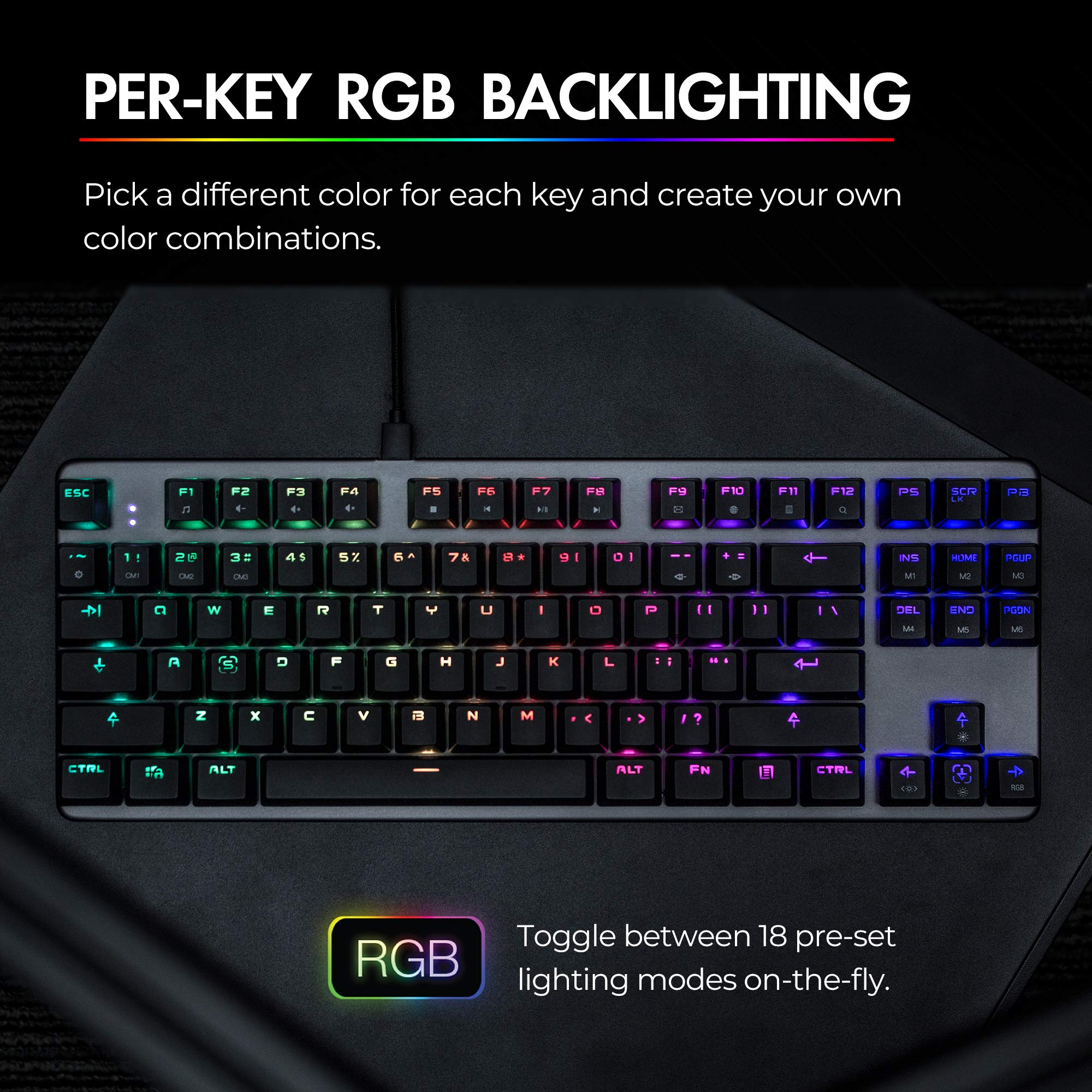 Tecware Phantom L, Low Profile Mechanical Keyboard, RGB LED, Outemu Red Switch…