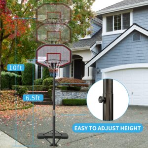 aokung Family Portable Basketball Hoop & Goals with 43" Impact Backboard Basketball System Height Adjustable 6.5ft - 10ft for Youth and Adults Indoor Outdoor