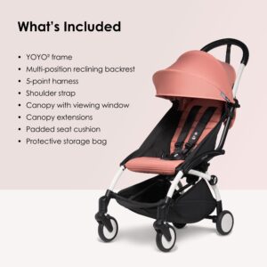 BABYZEN YOYO2 Stroller - Lightweight & Compact - Includes White Frame, Ginger Seat Cushion + Matching Canopy - Suitable for Children Up to 48.5 Lbs