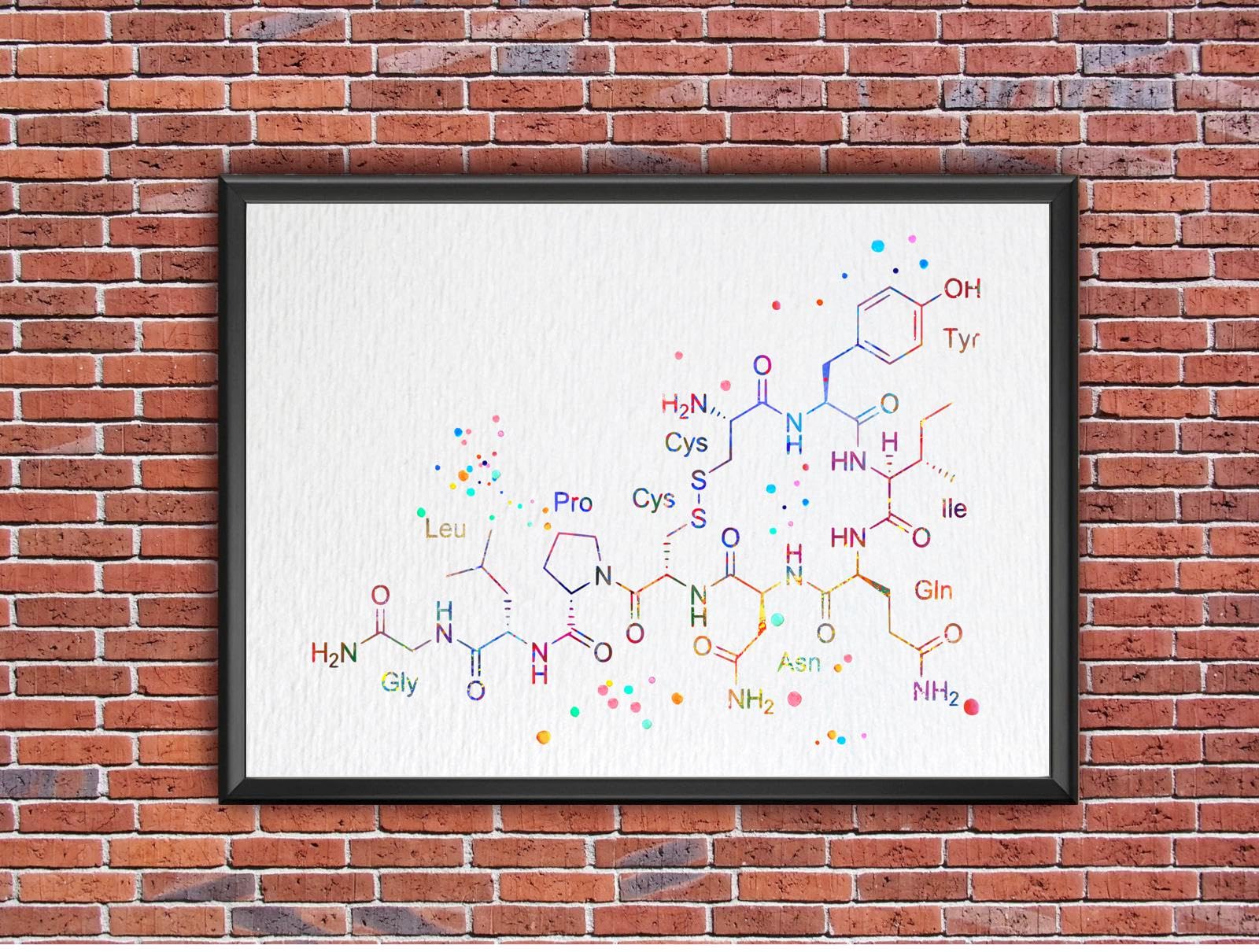 Dignovel Studios 8X10 Unframed Oxytocin Molecule Love Molecule Symbol Chemistry Watercolor Art Print Poster Housewarming Wall Giclee Office Home Decor DN537