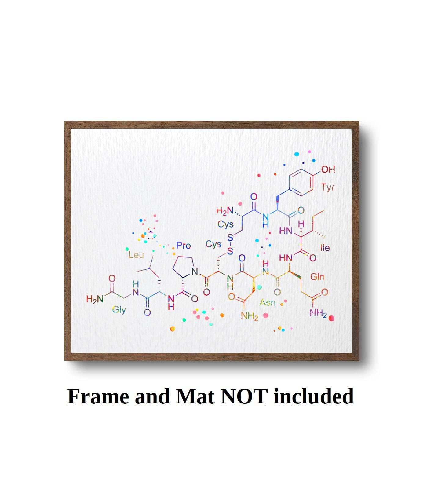 Dignovel Studios 8X10 Unframed Oxytocin Molecule Love Molecule Symbol Chemistry Watercolor Art Print Poster Housewarming Wall Giclee Office Home Decor DN537