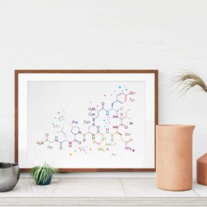 Dignovel Studios 8X10 Unframed Oxytocin Molecule Love Molecule Symbol Chemistry Watercolor Art Print Poster Housewarming Wall Giclee Office Home Decor DN537