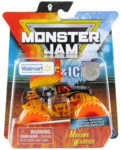 monster jam, fire & ice soldier fortune black ops monster truck, die-cast vehicle, walmart exclusive, 1:64 scale