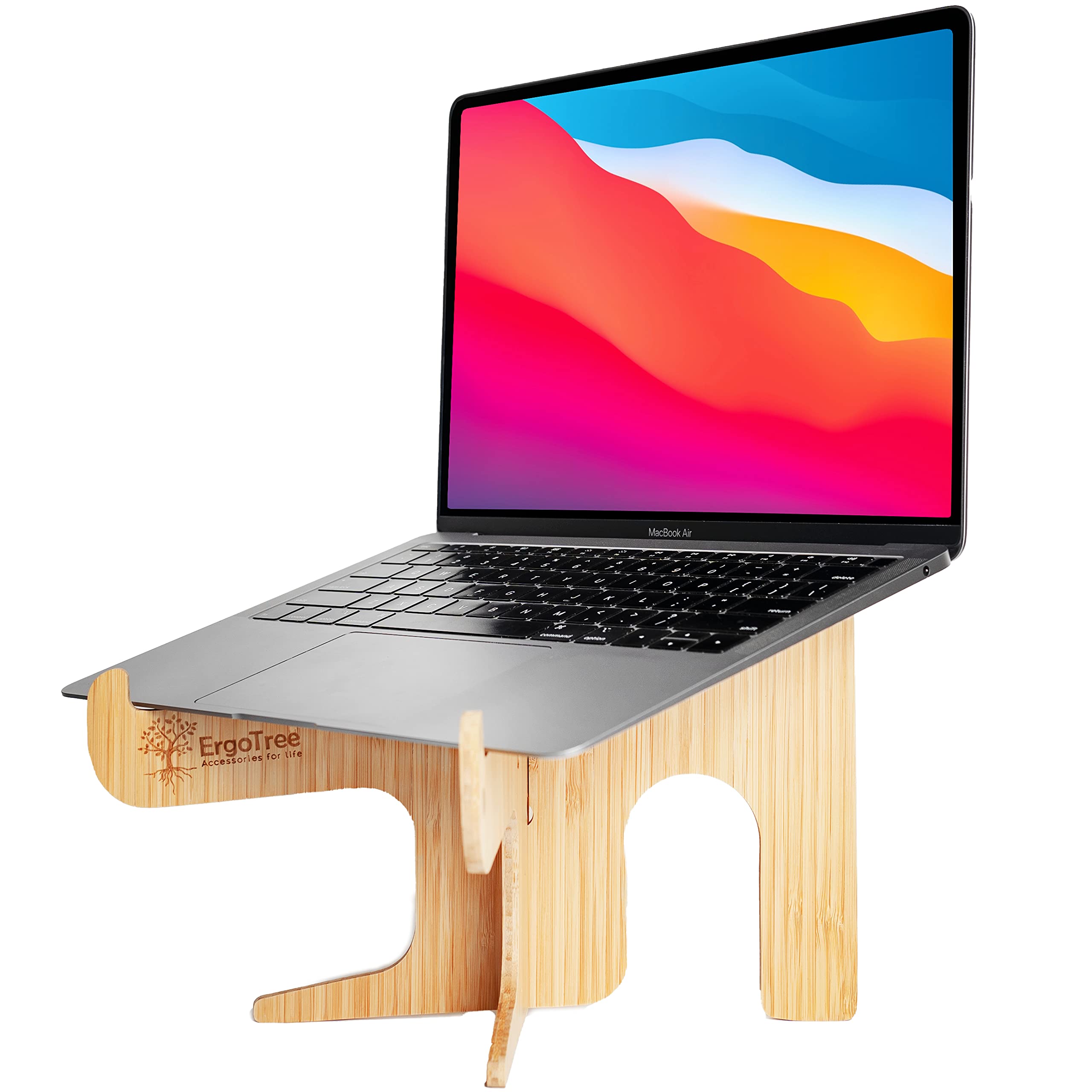 ErgoTree Bamboo Laptop Stand, Portable and Adjustable Ergonomic Wooden Computer Riser for Desk, Designed for MacBook Pro, and 10-15 Inch Laptops