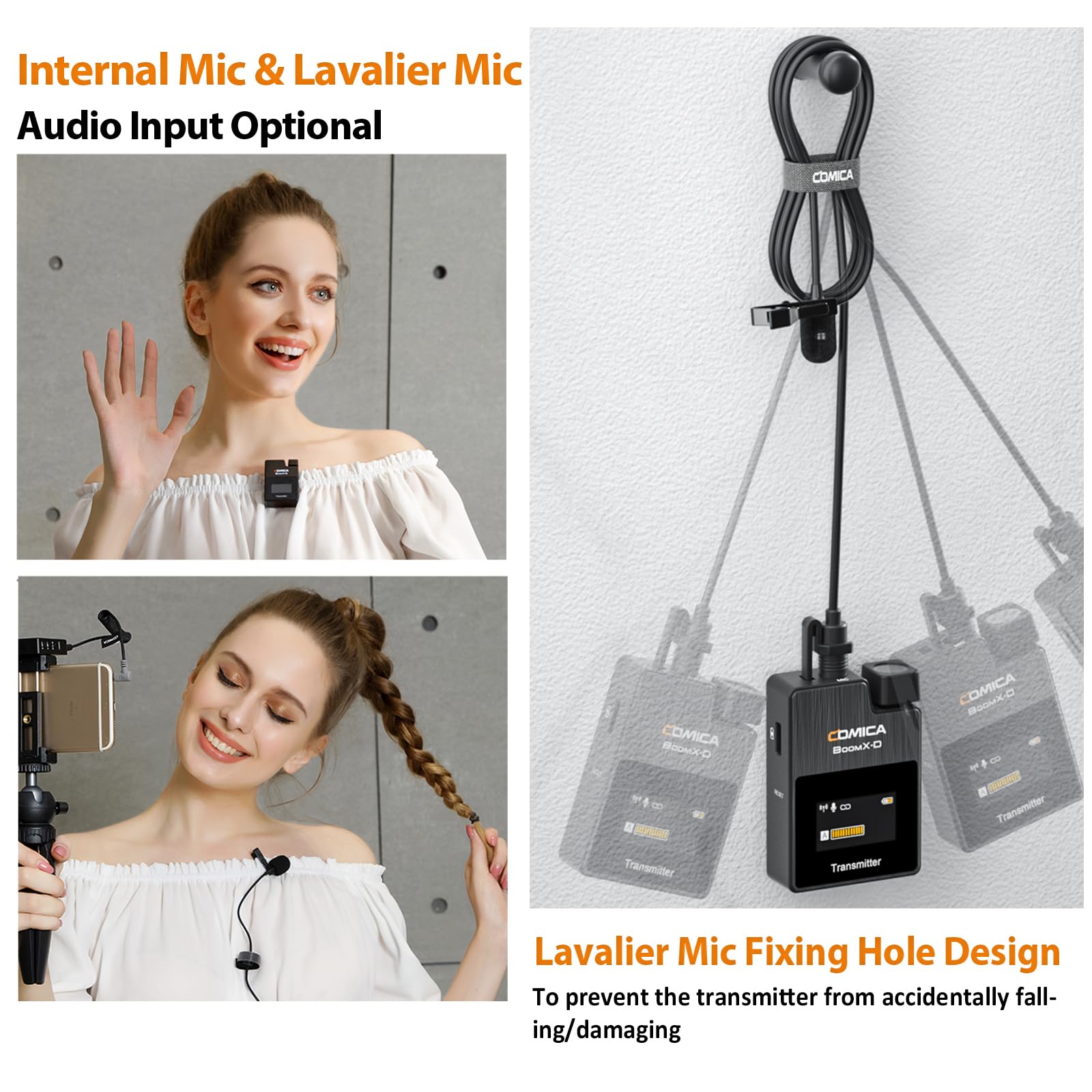 comica Wireless Lavalier Microphone, BoomX-D1 2.4G Wireless Mic for iPhone,Android,DSLR Camera,Lapel Lav Mic for YouTube Video Recording Tiktok Livestream Vlog