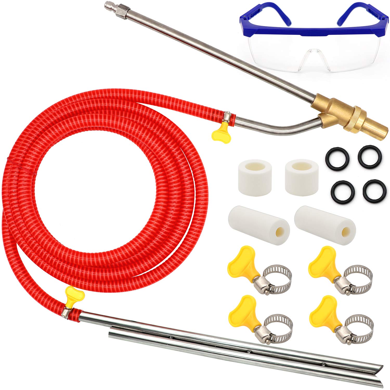 Pressure Washer Sandblasting Kit, 5000 PSI Wet Sandblaster Attachment, Power Washer Sandblasting with Replacement Ceramics Nozzle, 1/4 Inch Quick Disconnect Sandblasting Kit