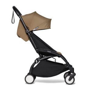 babyzen yoyo2 stroller - lightweight & compact - includes black frame, toffee seat cushion + matching canopy - suitable for children up to 48.5 lbs