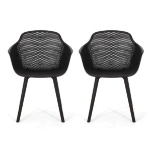 christopher knight home davina outdoor dining chair (set of 2), polypropylene, black