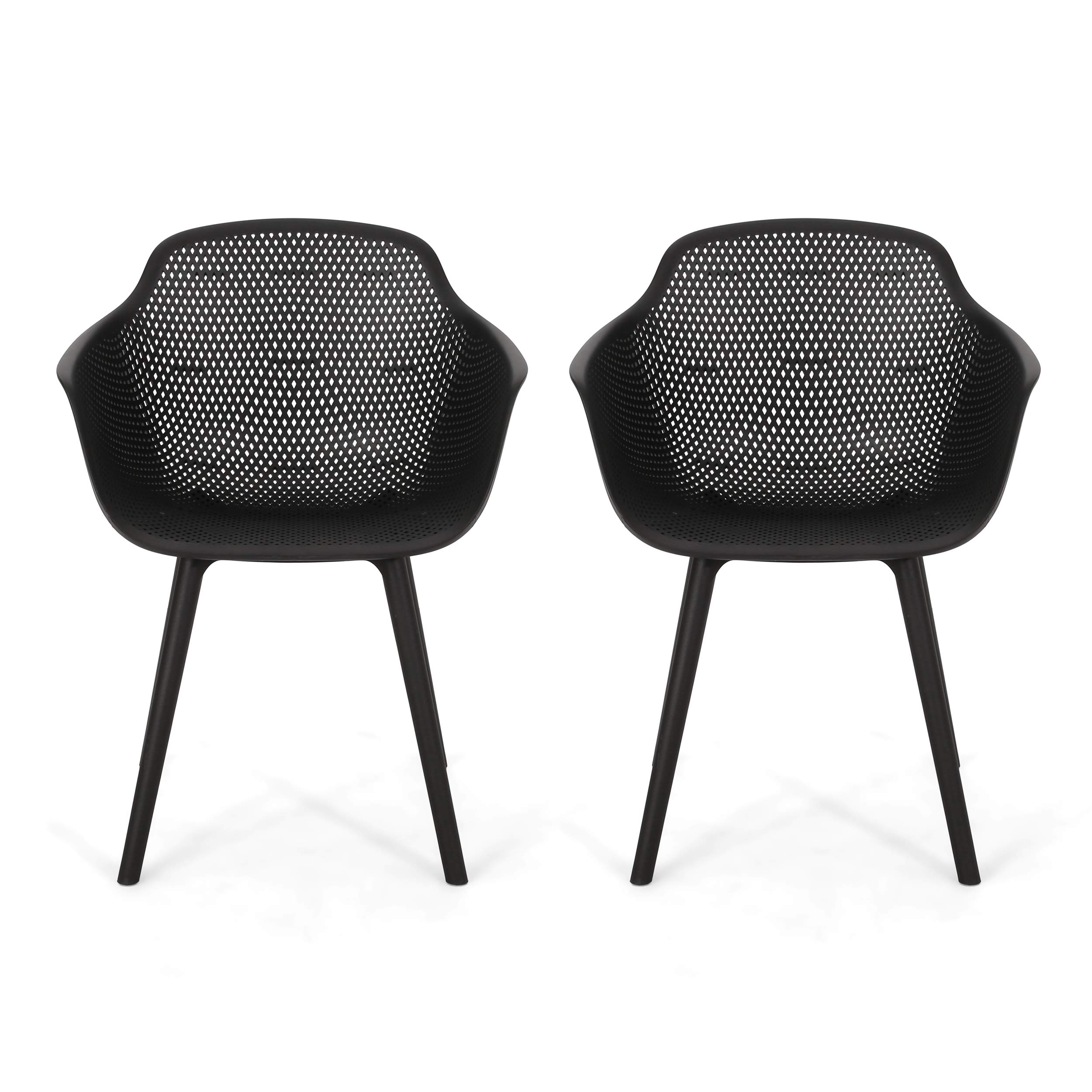 Christopher Knight Home Davina Outdoor Dining Chair (Set of 2), Polypropylene, Black