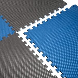 cap barbell blue/gray reversible puzzle exercise mat, 16 pieces, blue and gray (mts-1204blgy-16)