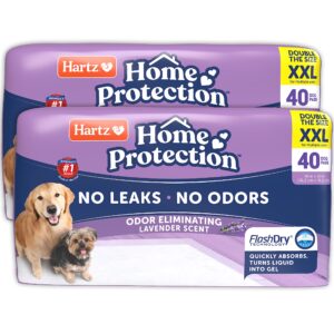 hartz home protection lavender scented dog pads, xxl 80 count, super absorbent & won't leak, odor eliminating