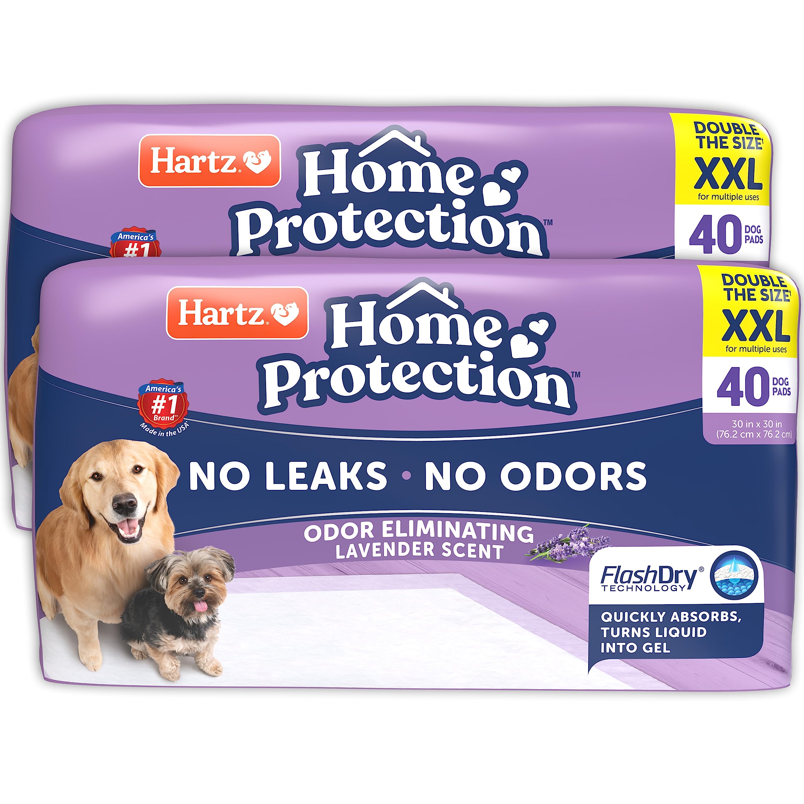 Hartz Home Protection Lavender Scented Dog Pads, XXL 80 Count, Super Absorbent & Won't Leak, Odor Eliminating