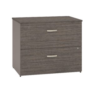 bush furniture commerce 36w 2 drawer lateral file cabinet in cocoa and pewter
