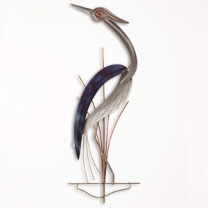 t.i. design elegant heron facing left abstract coastal contemporary metal wall decor