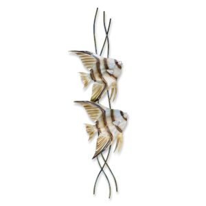 t.i. design angelfish pair vertical facing right contemporary coastal metal wall decor