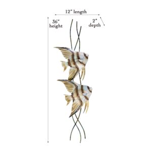 T.I. Design Angelfish Pair Vertical Facing Right Contemporary Coastal Metal Wall Decor