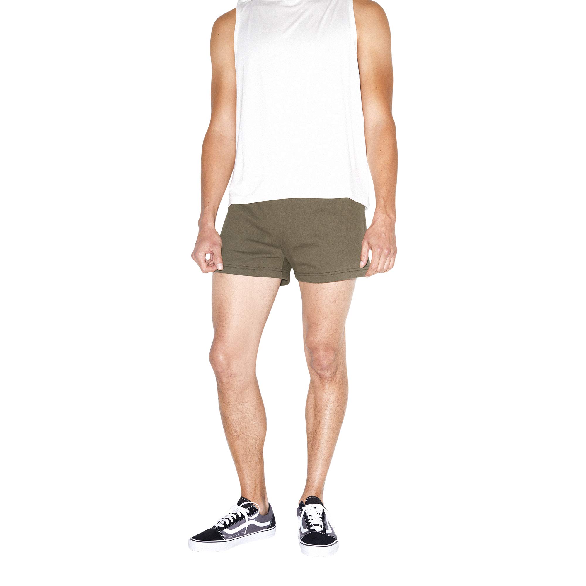 American Apparel Men's California Fleece Retro Short, Army, X-Large