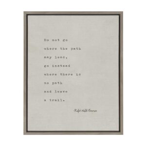 kate and laurel sylvie emerson quote framed canvas wall art by shawn st.peter - saint and sailor studios, 18x24 gray, inspirational wall decor