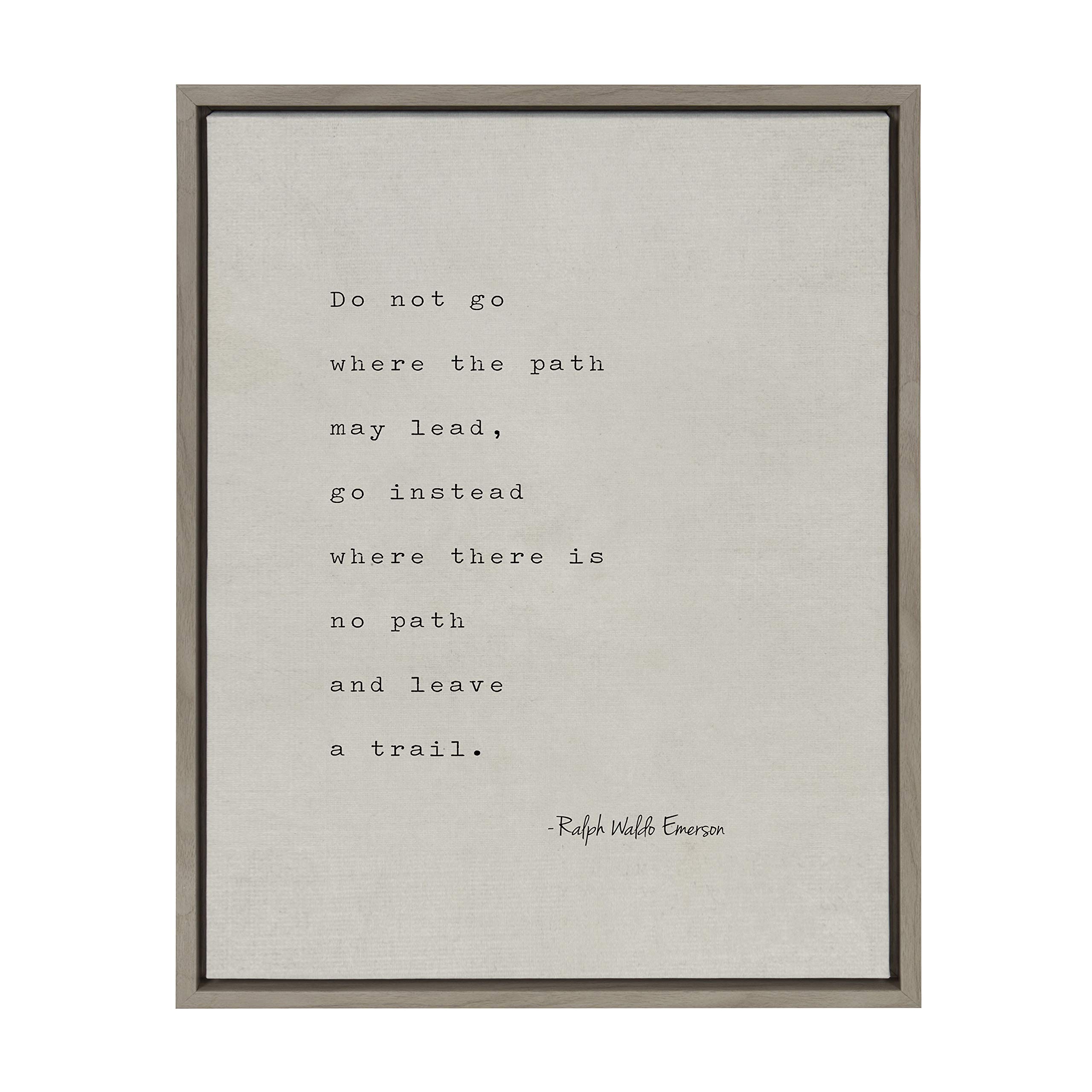 Kate and Laurel Sylvie Emerson Quote Framed Canvas Wall Art by Shawn St.Peter - Saint and Sailor Studios, 18x24 Gray, Inspirational Wall Decor