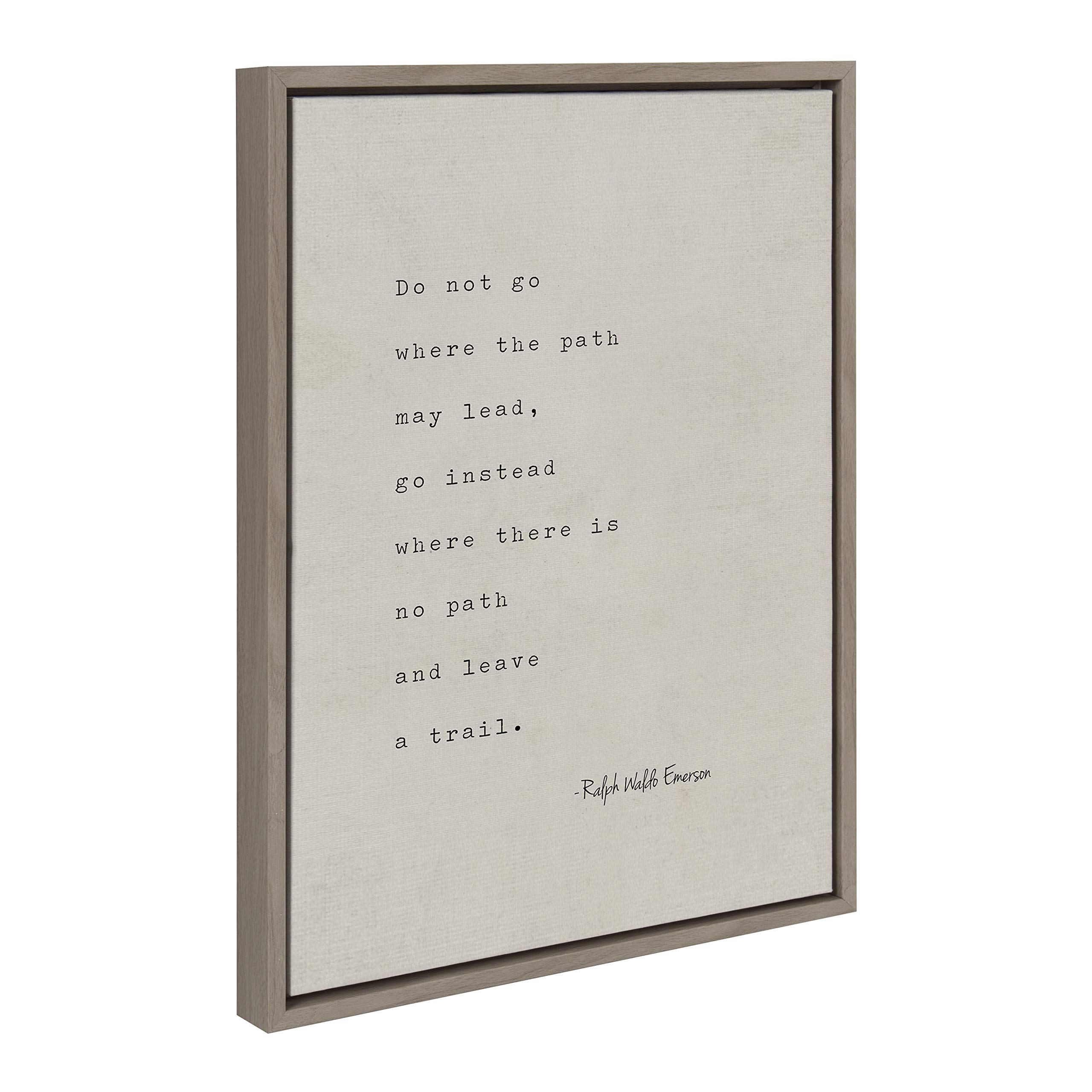 Kate and Laurel Sylvie Emerson Quote Framed Canvas Wall Art by Shawn St.Peter - Saint and Sailor Studios, 18x24 Gray, Inspirational Wall Decor