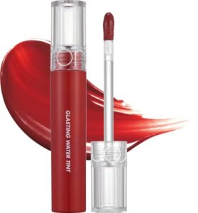 [rom&nd] glasting water tint 8 colors | vivid color, glossy finish, long-lasting, moisturizing, highlighting, natural-beauty | lip tint for daily use, k-beauty | 4g/0.14oz no.02 red drop