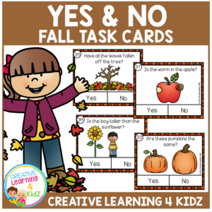 yes & no fall picture question task cards