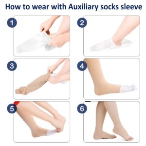 MEILYLA Open Toe Compression Socks 20-30 mmHg Knee High Support Stockings for Men Women Beige & Black