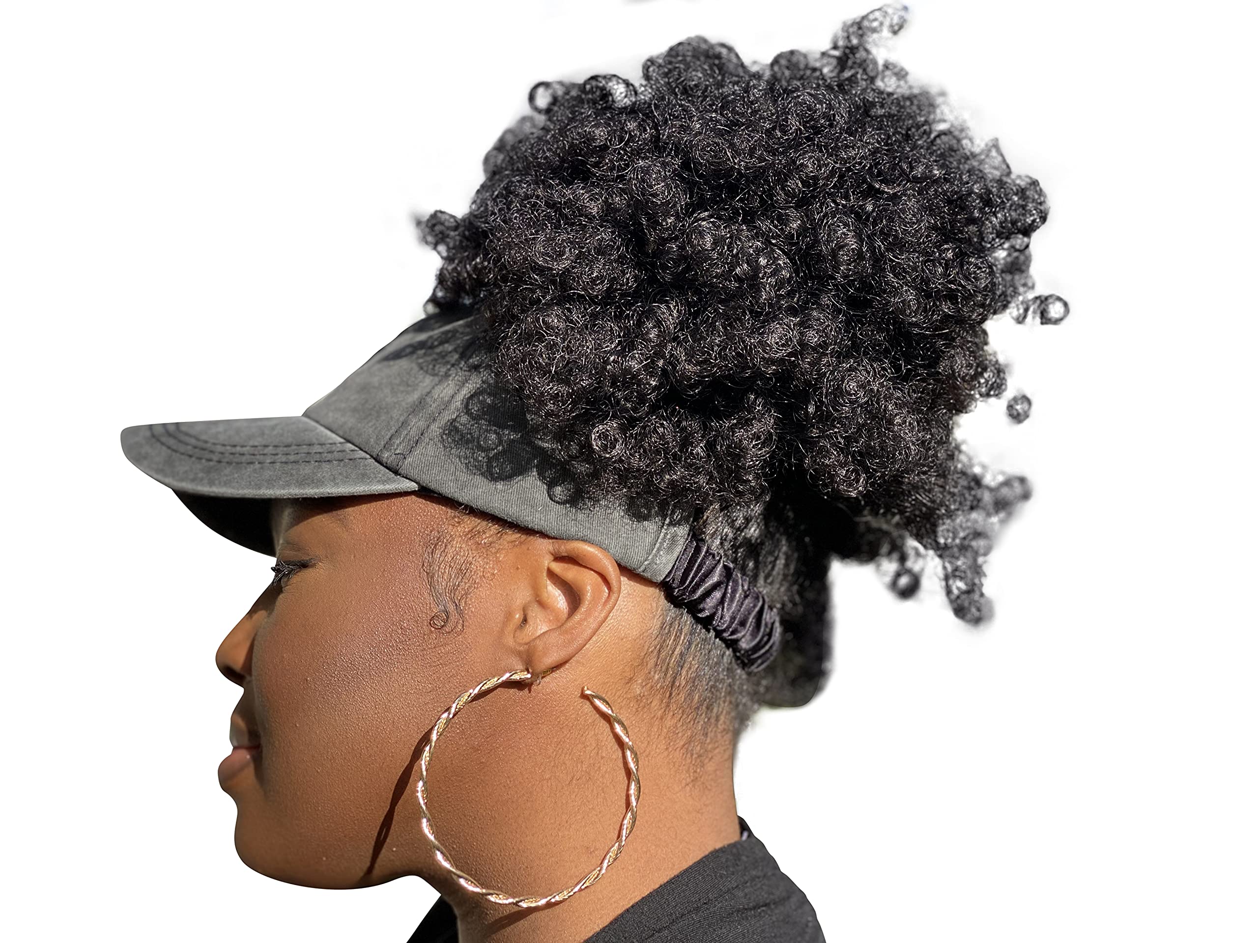 CurlCap Natural Hair Backless Cap – Satin Lined Baseball Hat for Women (Curls are Crowns)