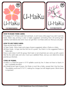 u-haiku - a haiku and tanka poetry game with over 100 topic and poem cards