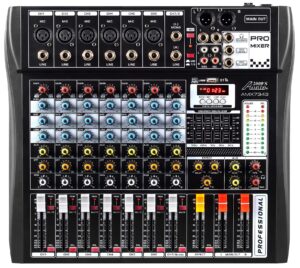 audio2000's amx7343 eight-channel audio mixer with usb interface and sound effect