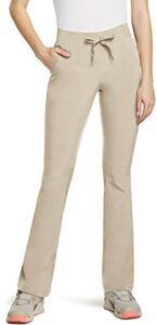 cqr women's hiking pants, lightweight upf 50+ sun protective outdoor pants, quick dry stretch camping work pants, boot cut beige, 6