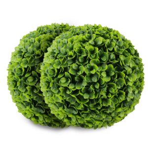 sunnyglade 2 pcs 15.7 inch 3 layers artificial plant topiary ball faux boxwood decorative balls for backyard, balcony,garden, wedding and home décor