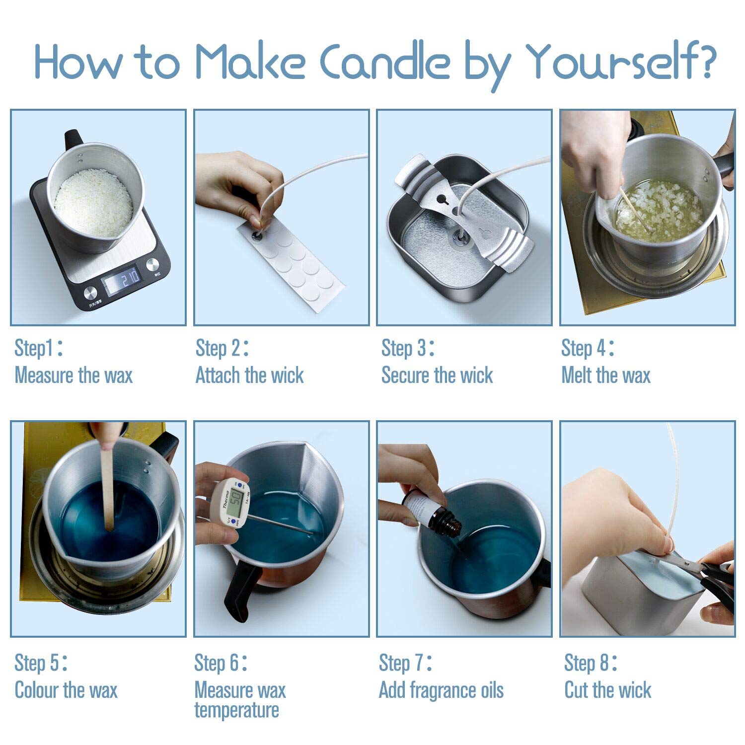 YRYM HT Candle Making Kit – Easy to Make Colored Candle Soy Wax Kit Include Wax, Rich Scents, Dyes, Wicks, Tins & More