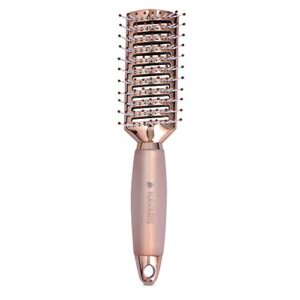 Navaris Vented Hairbrush - Vented Hair Brush with Gel Handle and Wide Set Bristles for Detangling and Styling Wet, Dry, Curly, Thick Hair - Rose Gold