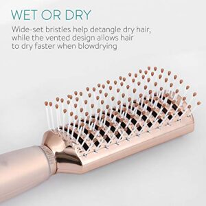 Navaris Vented Hairbrush - Vented Hair Brush with Gel Handle and Wide Set Bristles for Detangling and Styling Wet, Dry, Curly, Thick Hair - Rose Gold