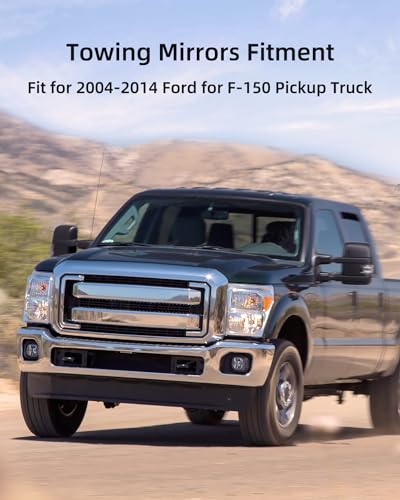 ANPART Towing Mirrors Fit for 2004-2014 For Ford For F-150 Pickup Truck Tow Mirrors With A Pair LH and RH Side Power Regulation with Heating Turn Signal Lamp Puddle Light