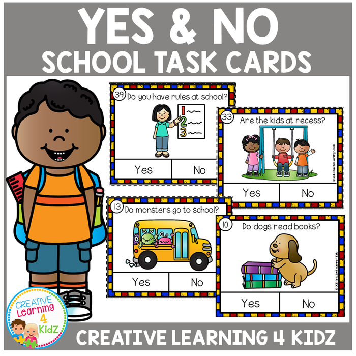 Yes & No Back to School Picture Question Task Cards