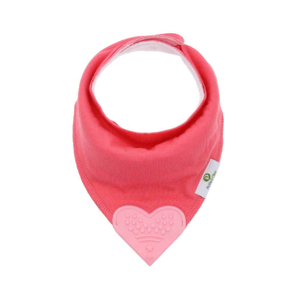 Baby Bandana Teething Bibs with Attached Silicone Teether - Set Of 4 - Solid Pinks