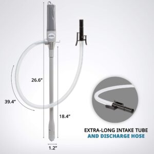 Jumbl Automatic Fuel Transfer Pump with Auto-Stop, 3x More Powerful D Battery Powered, Extra Long Hose Fits All Size Cans, Portable Liquid Pump Transfers Gasoline, Water & More at 2.3 Gal/Minute