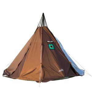 wintent 4 season teepee tent with stove jack for camping hiking, height 7.8ft/240cm (brown, with half mesh tent)