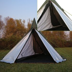 WINTENT 4 Season Teepee Tent with Stove Jack for Camping Hiking, Height 7.8FT/240CM (Brown, with Half Mesh Tent)