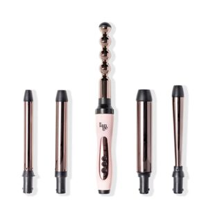 l’ange hair le cinq 5 in 1 curling wand set - comes with 19mm, 25mm, 32mm, 19-25mm and bubble titanium barrels - professional curling iron set - interchangeable curling wand set
