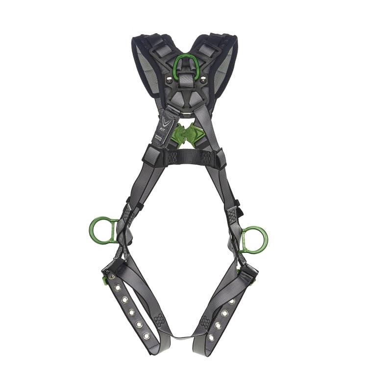 MSA 10194909 V-FIT Full Body Safety Harness - Size: Standard (Medium), D-Ring Configuration: Back/Hip, Tongue Buckle Leg Straps, With Shoulder Padding, Full Body Harness