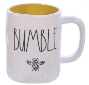 rae dunn mug bumble bee large letter with yellow interior coffee tea cup