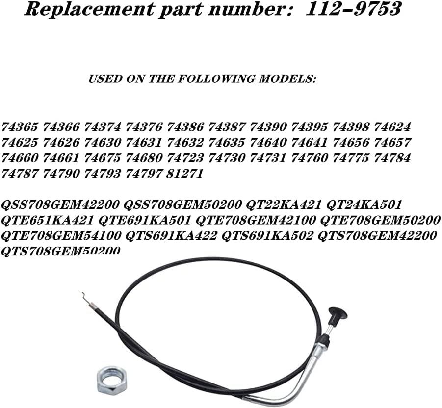 fascinatte 112-9753 Choke Cable for Toro SS5000,74365,74366,74374,74376,74386,74387 Timecutter Lawn Mower