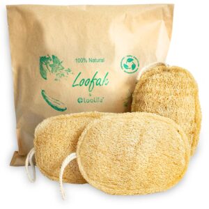 natural loofah exfoliating sponge (3 pack) - loofa body scrubber - loofah sponge - loofah exfoliating body scrubber - organic loofah - shower luffa sponges - exfoliating loofah - biodegradable loofah